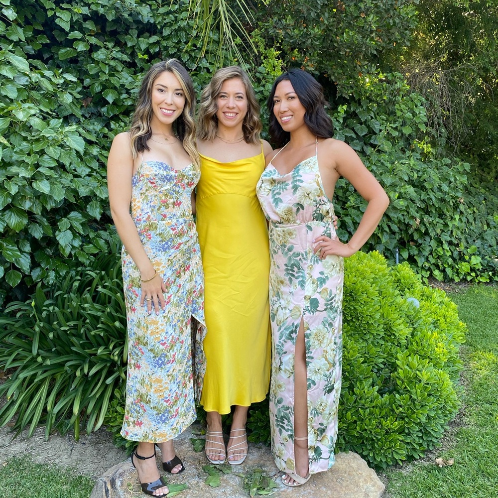 Anthropology Yellow Slip Midi Dress